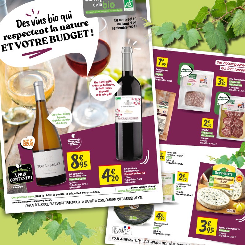 Des vins bio qui respectent la nature et VOTRE BUDGET ! ! Les Comptoirs de la bio