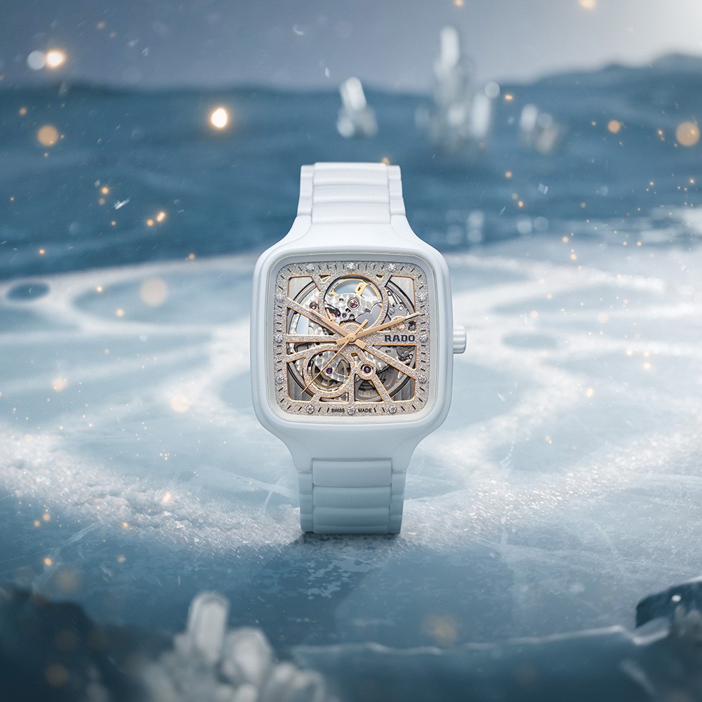 Rado True Square Automatic Open Heart Sparkling – high-tech ceramic watch with open-heart dial and diamond detailing